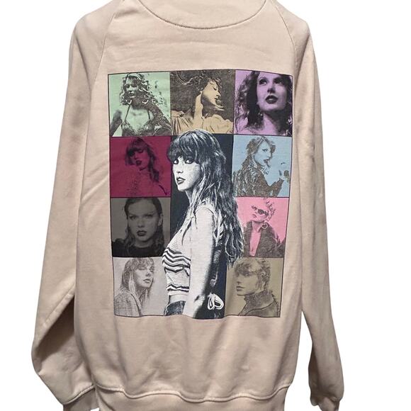 Taylor Swift Hoodie Womens Medium Beige Eras Tour Pullover Sweatshirt - Picture 1 of 11